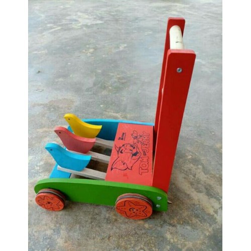 Đồ Chơi Trẻ Em Gà Mổ, Xe Tập Đi Gỗ Cho Bé Có Vòng Cao Su Chống Trượt
