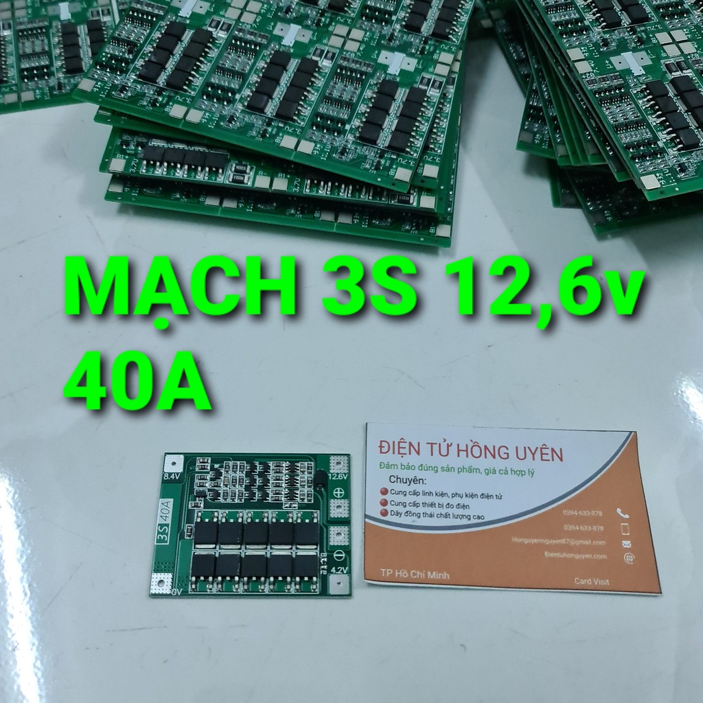 Mạch 3S 28A, 40A Full. Mạch bảo vệ sạc xả, cân bằng pin Lithium 18650 3S - 40A. Dùng để đóng pin máy khoan 12V