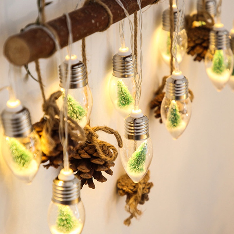 Dây Đèn LED 10 Bóng 6.5ft / 4.9ft Ánh Sáng Trắng Ấm Trang Trí Cây Thông Giáng Sinh Năm Mới