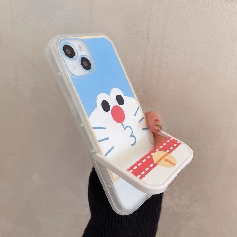 Ốp Điện Thoại Silicone TPU Mềm Trong Suốt Có Giá Đỡ Hoạt Hình Cho Iphone 13 12 Pro Max 11 Pro XS XR X 7 8 Plus 6
