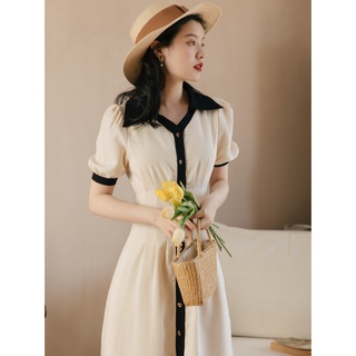 V169 - váy trắng phối đen