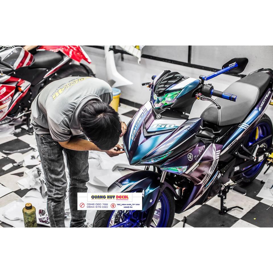 Tem trùm exciter 150 xanh tím, độ team decal xe ex dán đời 2015-2020