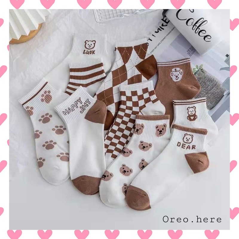 Tất vớ cổ thấp hình gấu nâu nhỏ xinh xinh xắn 🐻