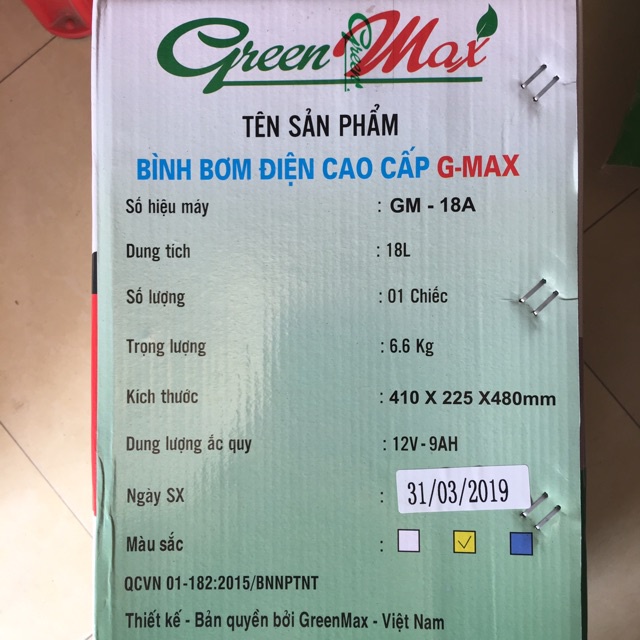 ( SIÊU HOT ) Bình bơm điện Gmax cao cấp 18L