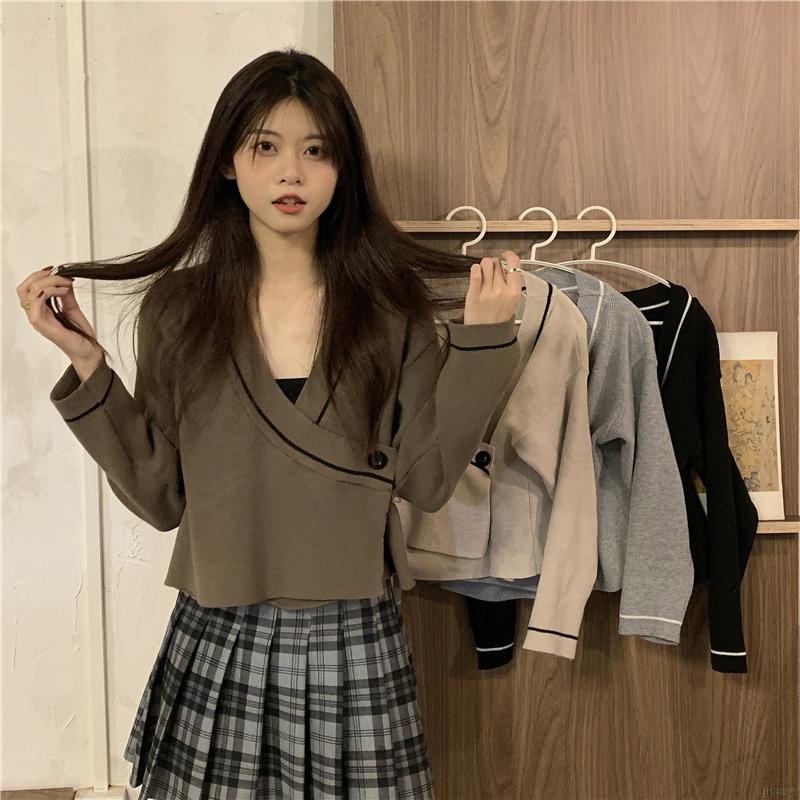 Áo len tay dài cổ V thời trang dành cho nữ