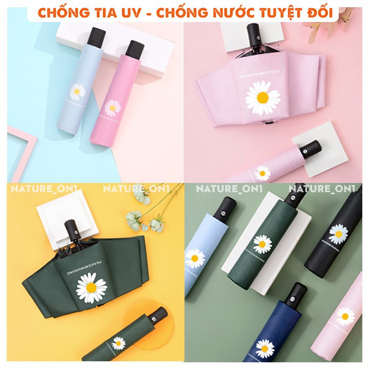 [CHUYÊN SỈ] Ô dù to gấp gọn chống tia uv 2 lớp che mưa nắng di động cao cấp, ô hoa cúc