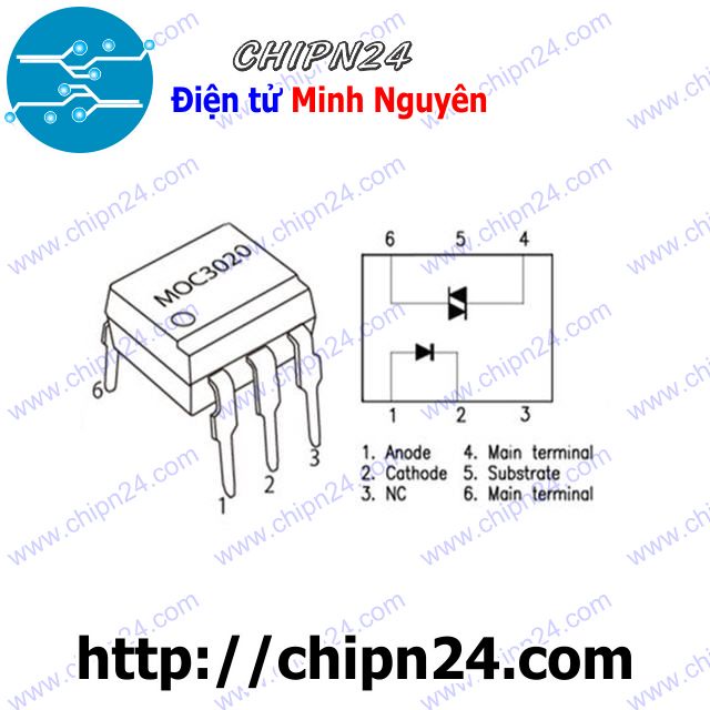 [2 CON] Opto MOC3020 DIP-6 ĐEN (3020)