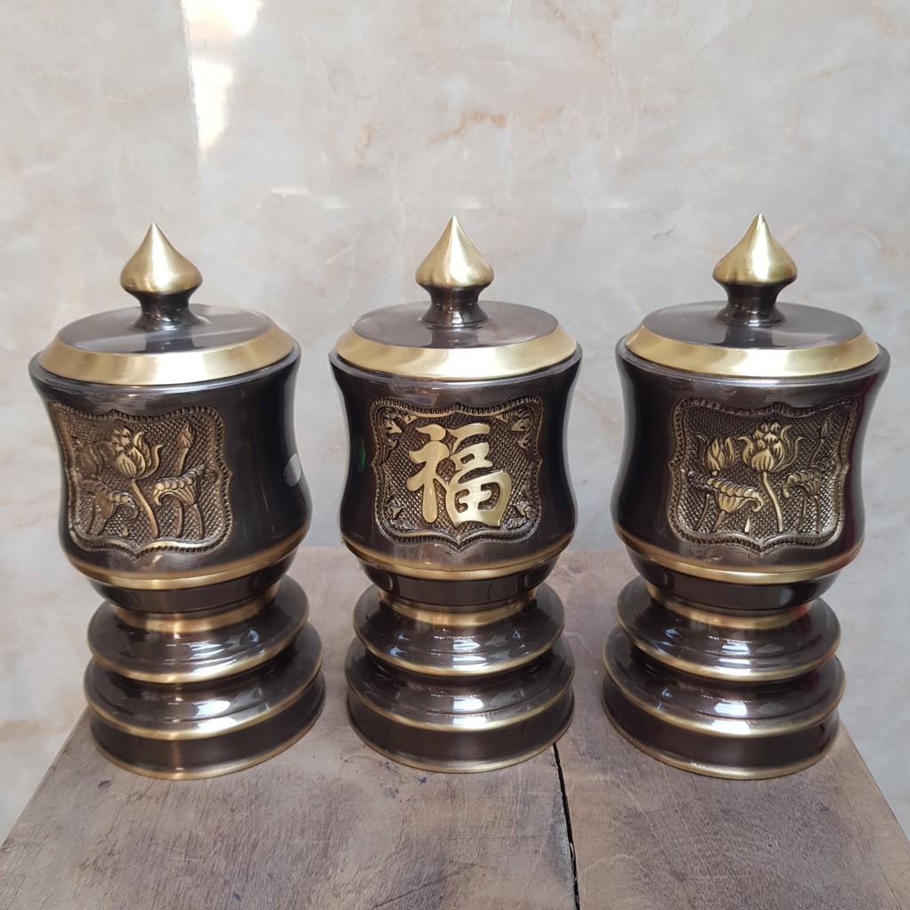 Bộ đài thờ 3 chiếc bằng đồng cao cấp MS12a