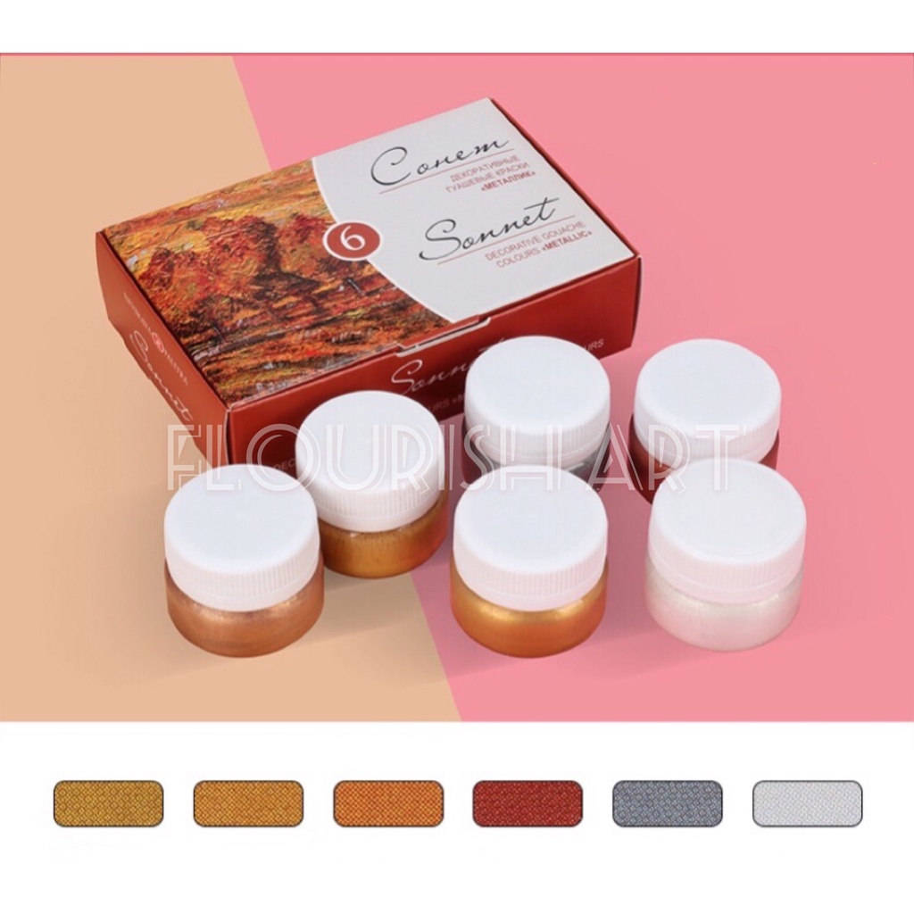 Màu Gouace SONNET Metallic Set 6 Màu 20ML