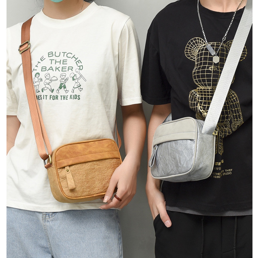 Túi đeo chéo messenger size mini phối da cao cấp unisex cho nam nữ