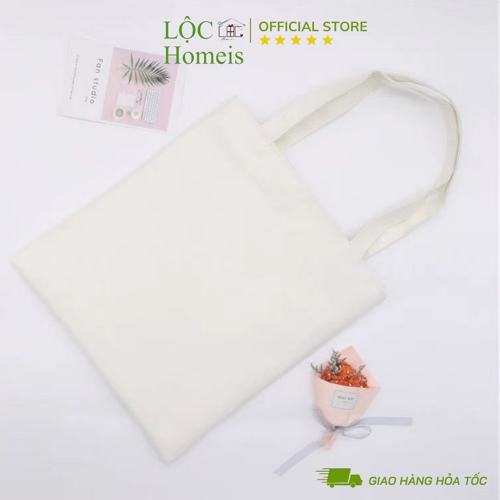 Túi Tote Vải Canvas (Vải Bố) Có Khóa Kéo Dùng Để Thêu, Vẽ Size 33x36 cm