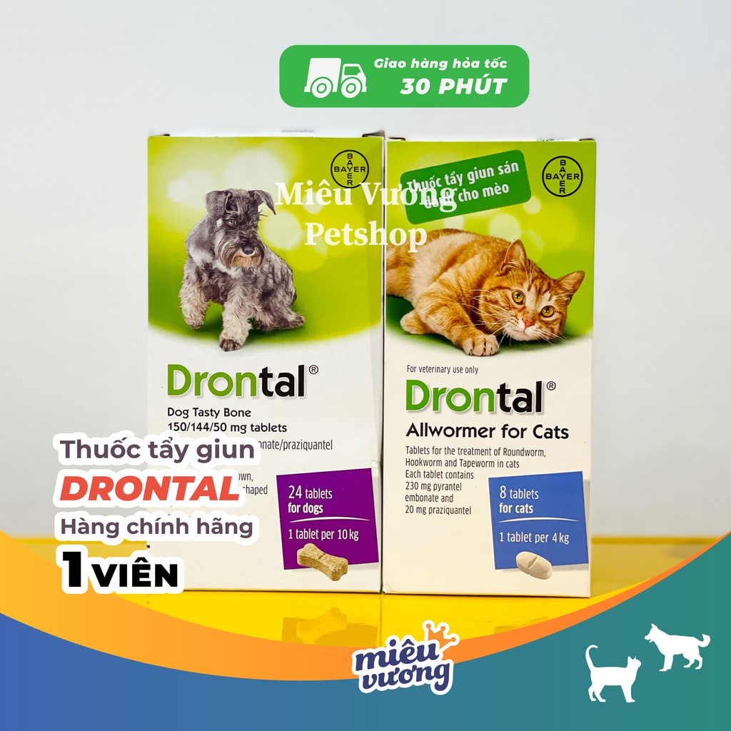 Phòng giun chó mèo Đức Drontal [Lẻ 1 viên]