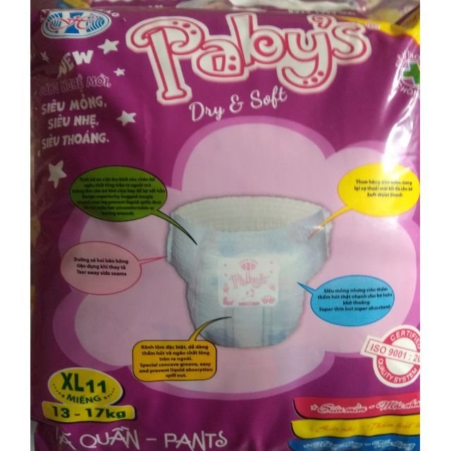 (Quần XL/13_17kg) Combo 100XL Tã Quần Paby's thạch thảo(Date Mới +Tem chống hàng giả VietCheck)