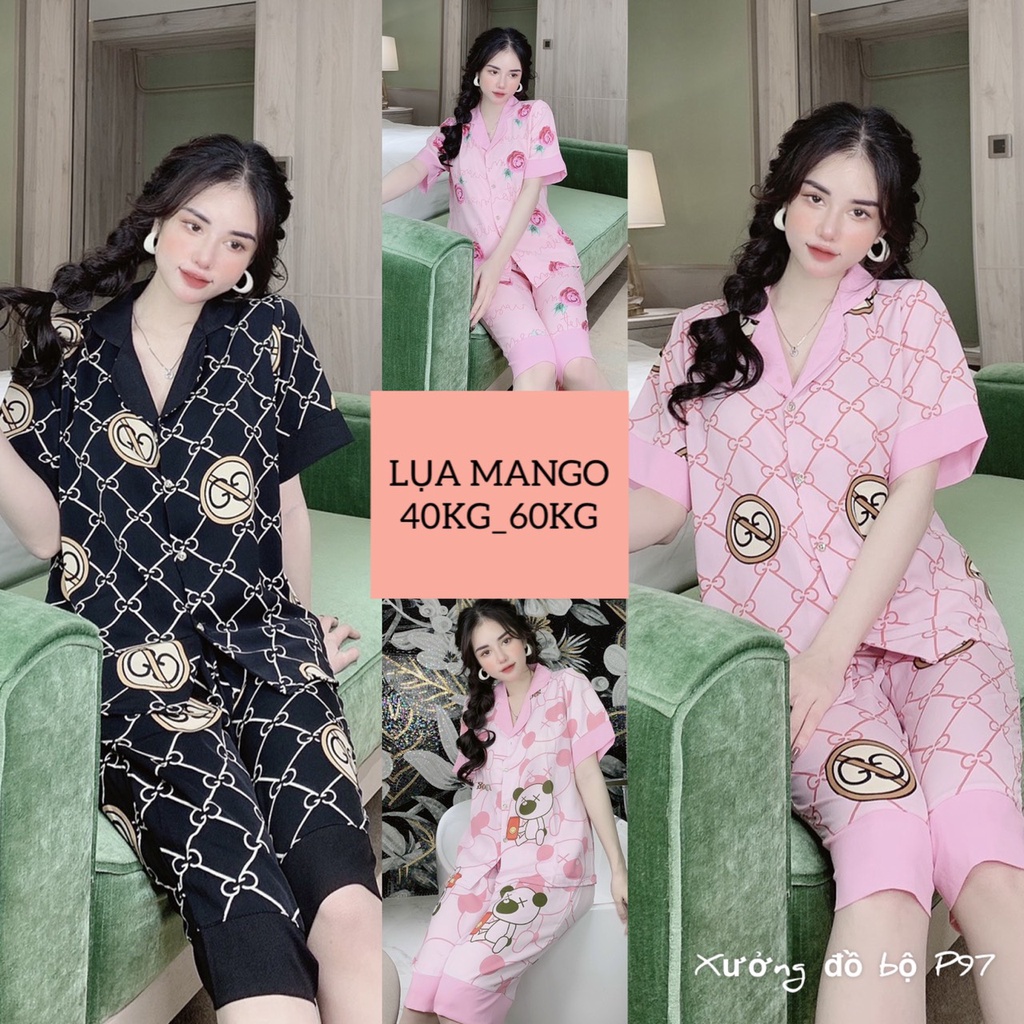 Sét đồ bộ pijama nữ lững thiết kế dể thương sang trọng chất liệu lụa mango latin cao cấp mềm mịn giá tận xưởng free ship