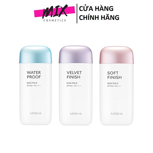 Kem chống nắng Missha Không Bết, Bóng All-Around Safe Block Velvet Finish Sun Milk SPF50+/PA++++ 70ml🍎Chống nắng hơn 8h