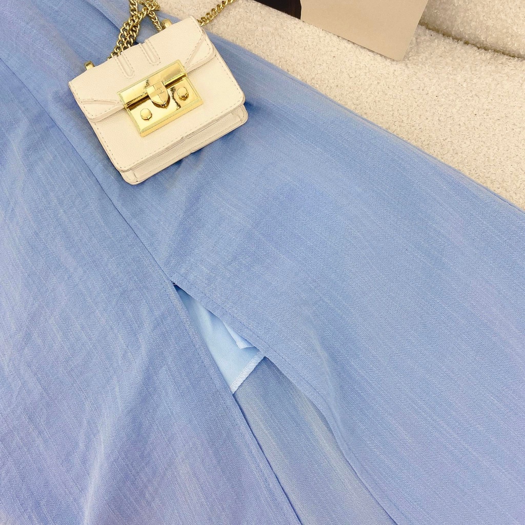 ĐẦM MAXI XANH NHÚN XẾP NGỰC BO THUN SAU XẺ TÀ | BigBuy360 - bigbuy360.vn