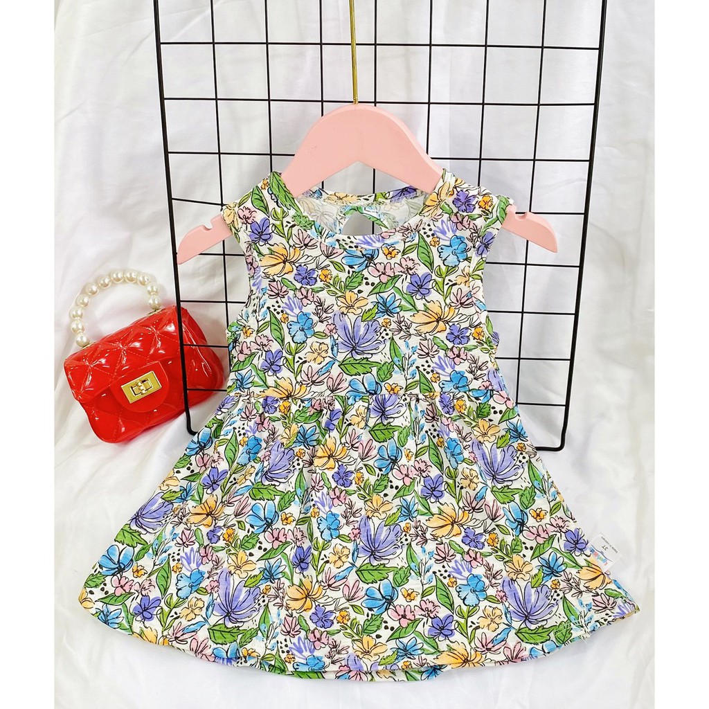 (Chọn màu) Váy ba lỗ cotton cho be gái 7-19kg (0-5 tuổi)