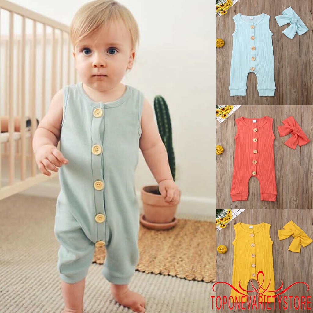 Bộ áo liền quần cotton dễ thương cho trẻ sơ sinh