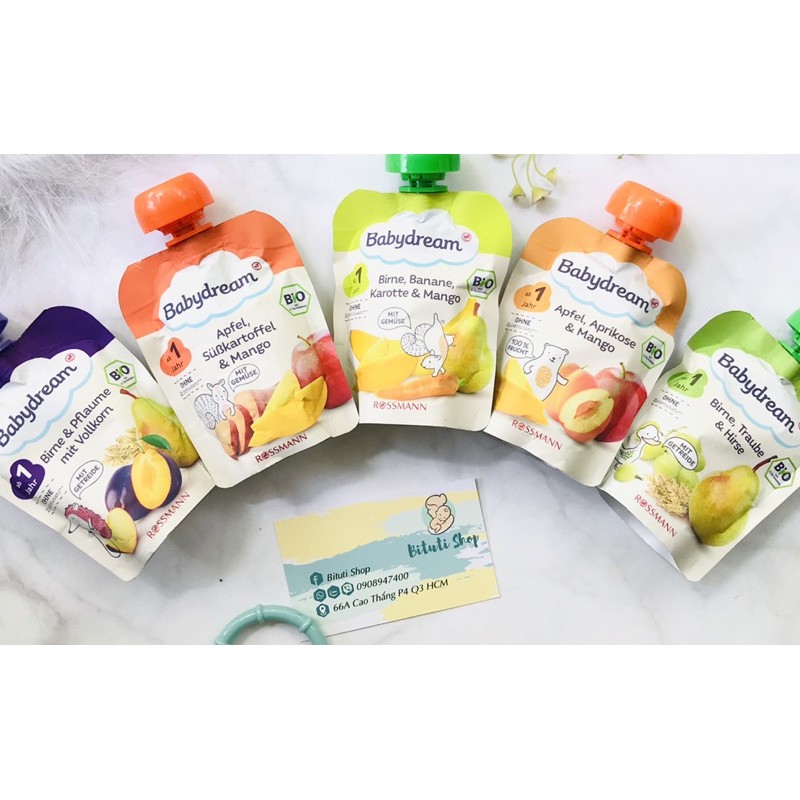 Trái cây nghiền hữu cơ Babydream Đức cho bé từ 6 tháng  - Bituti Shop