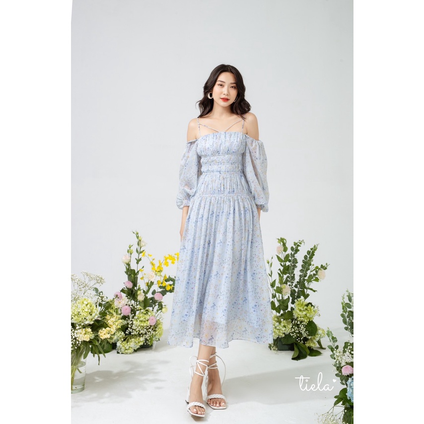 TIELA Đầm Váy hoa xanh tay dài - Vira Dress