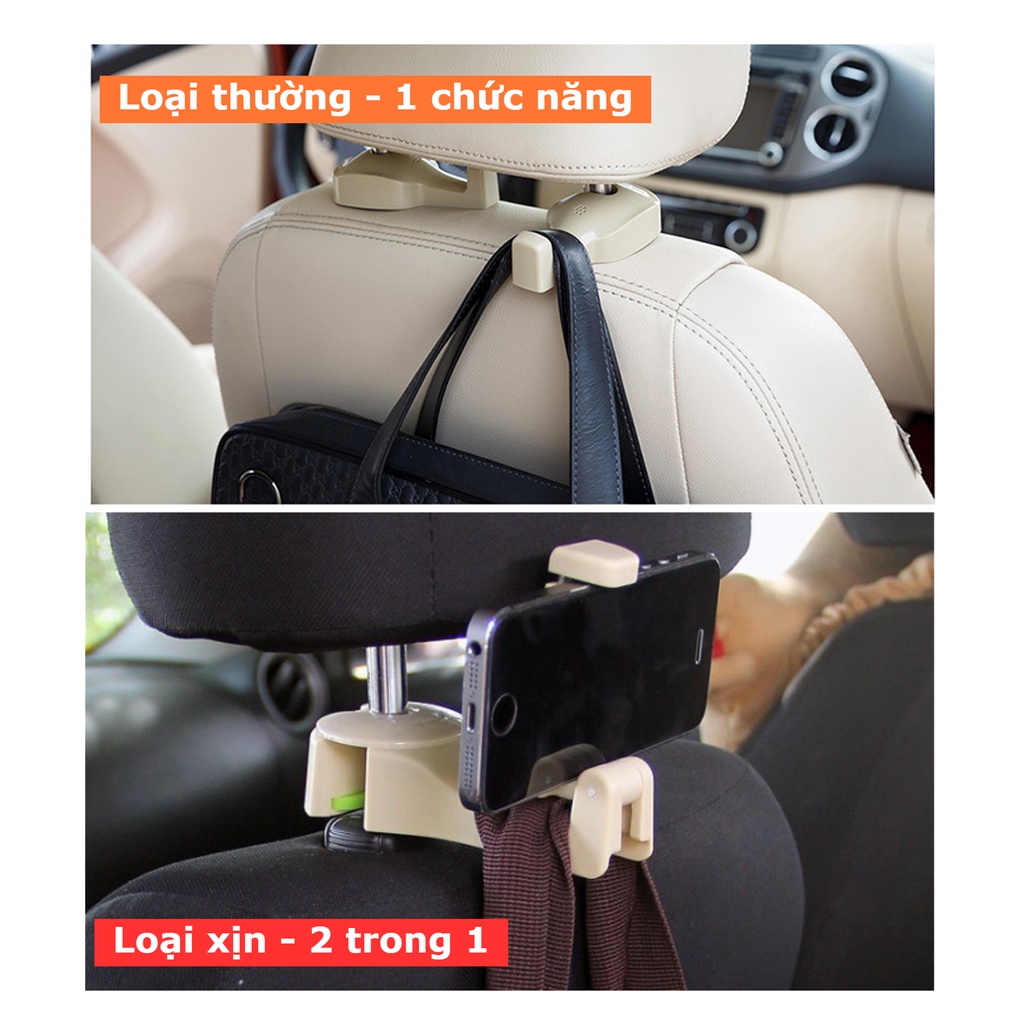 Móc treo đồ kiêm kẹp điện thoại gắn lưng ghế xe ô tô 2 trong 1 tiện lợi