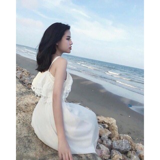 ĐẦM MAXI VOAN PHỐI REN ĐI BIỂN CỰC XINH QCT143