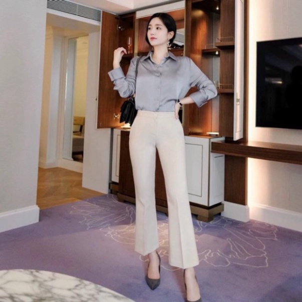 Quần ống loe cạp cao sang chảnh chất tuyết mưa Quần tây công sở ống loe vải đẹp cao cấp Xiao shop, chất xịn giá tốt xiao