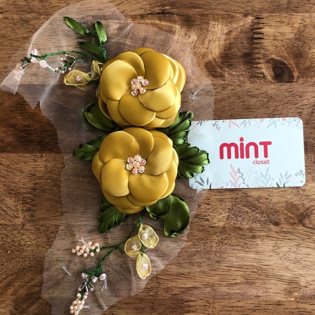 Hoa satin đính cườm, đính áo dài, đầm váy