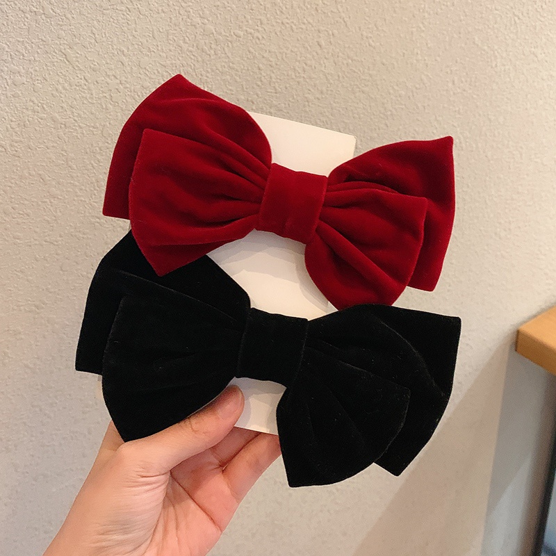  Kẹp Tóc Nơ Lớn Chất Liệu Nhung Phong Cách Retro Hàn Quốc