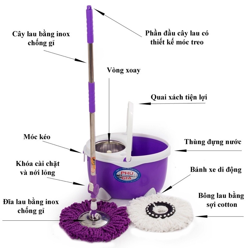 Chổi lau nhà đa năng 360 Phú gia