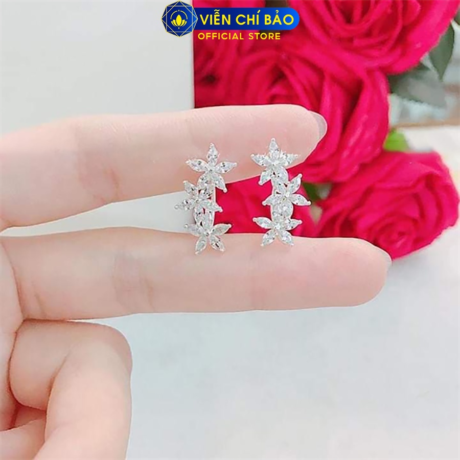 Bông tai bạc nữ Hoa lan chất liệu bạc 925 thời trang phụ kiện trang sức nữ Viễn Chí Bảo B400521