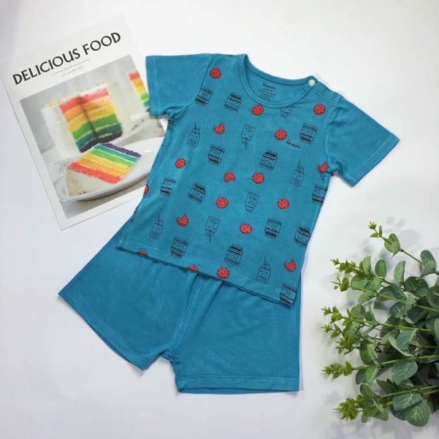 Bộ cài vai bamboo hoạ tiết ngắn tay Avaler