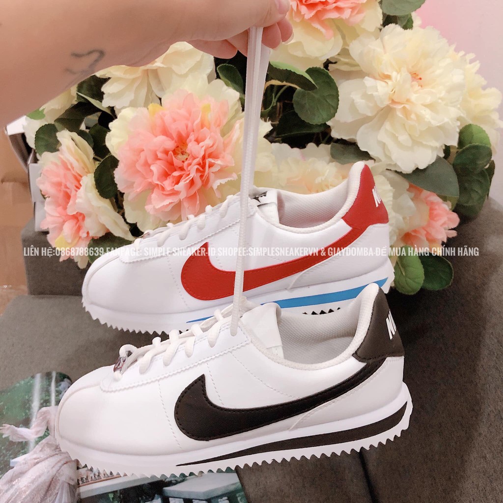 Giày Nike Cortez Auth FREESHIP Giày Thể Thao Nike Chính Hãng - Cortez OG White Red - Simple Sneaker