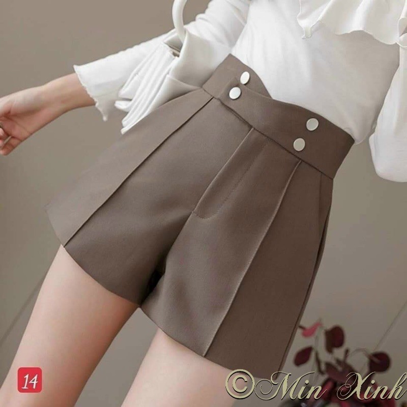 Quần short lưng cao 4 cúc cạp chéo_ Min Xinh shop