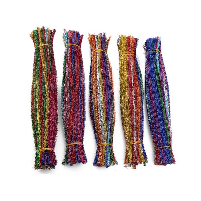 Set 100 Viên Sợi Chenille Lấp Lánh Màu Sắc Ngẫu Nhiên Dùng Làm Đồ Thủ Công DIY