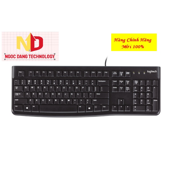 Bàn phím có dây Logitech K120 Bền bỉ, chống tràn, kích thước đầy đủ có phím số