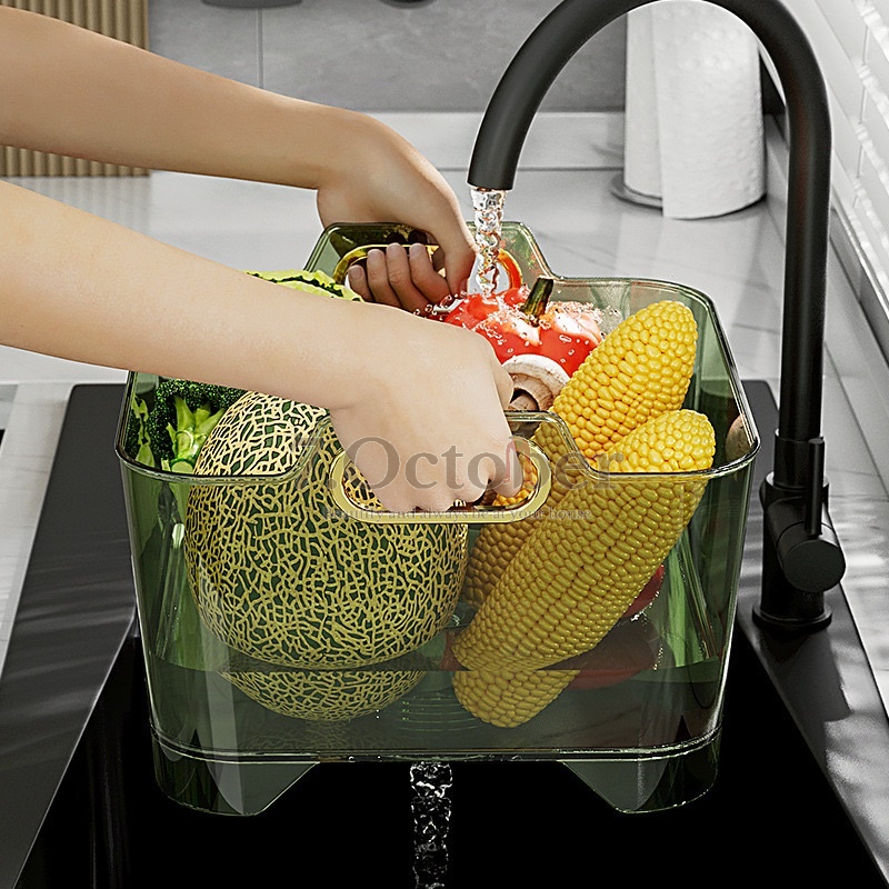 Âu/Chậu rửa rau của quả có quai cầm và nắp xả nước bằng nhựa,thiết kết mới nhất vô cùng sang trọng 🗃