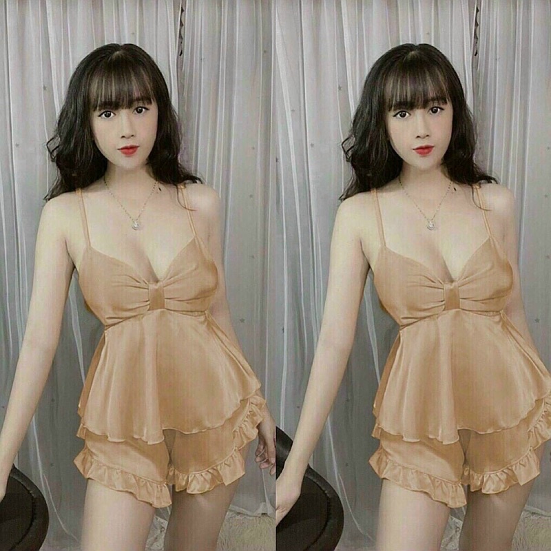 Đồ ngủ hai dây nơ lụa satin cao cấp | BigBuy360 - bigbuy360.vn