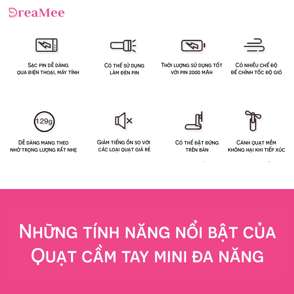 Quạt mini cầm tay đa năng 3in1 gấu bear phiên bản nâng cấp F1 - Hoạt động tới 24 giờ liên tục - Dung lượng 2000mAh