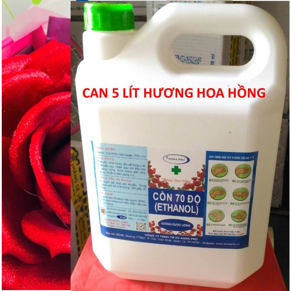 Cồn rửa tay sát khuẩn - khử trùng 70° can 5 lít