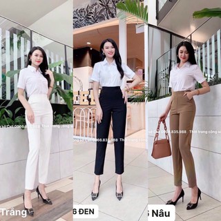 Quần baggy nữ 💖FREESHIP💖 Quần Công Sở Thiết Kế Cạp Cao 4 Cúc Dáng Dài Hack Dáng