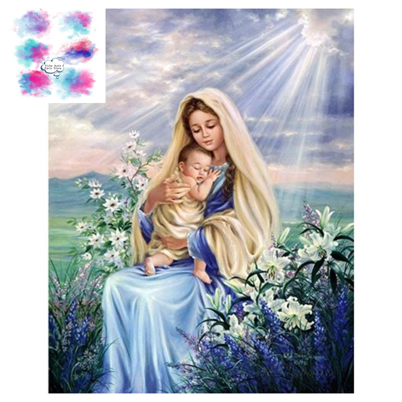 Bộ Tranh Đính Đá Tự Làm Hình Đức Mẹ Mary