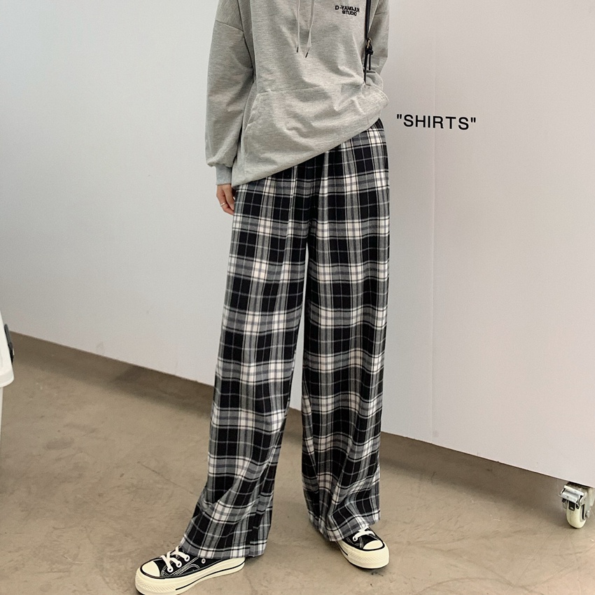 SUXI Quần ống rộng Họa Tiết Sọc Caro Phong Cách Cổ Điển Thời Trang Xuân Hè Cho Nam Và Nữ