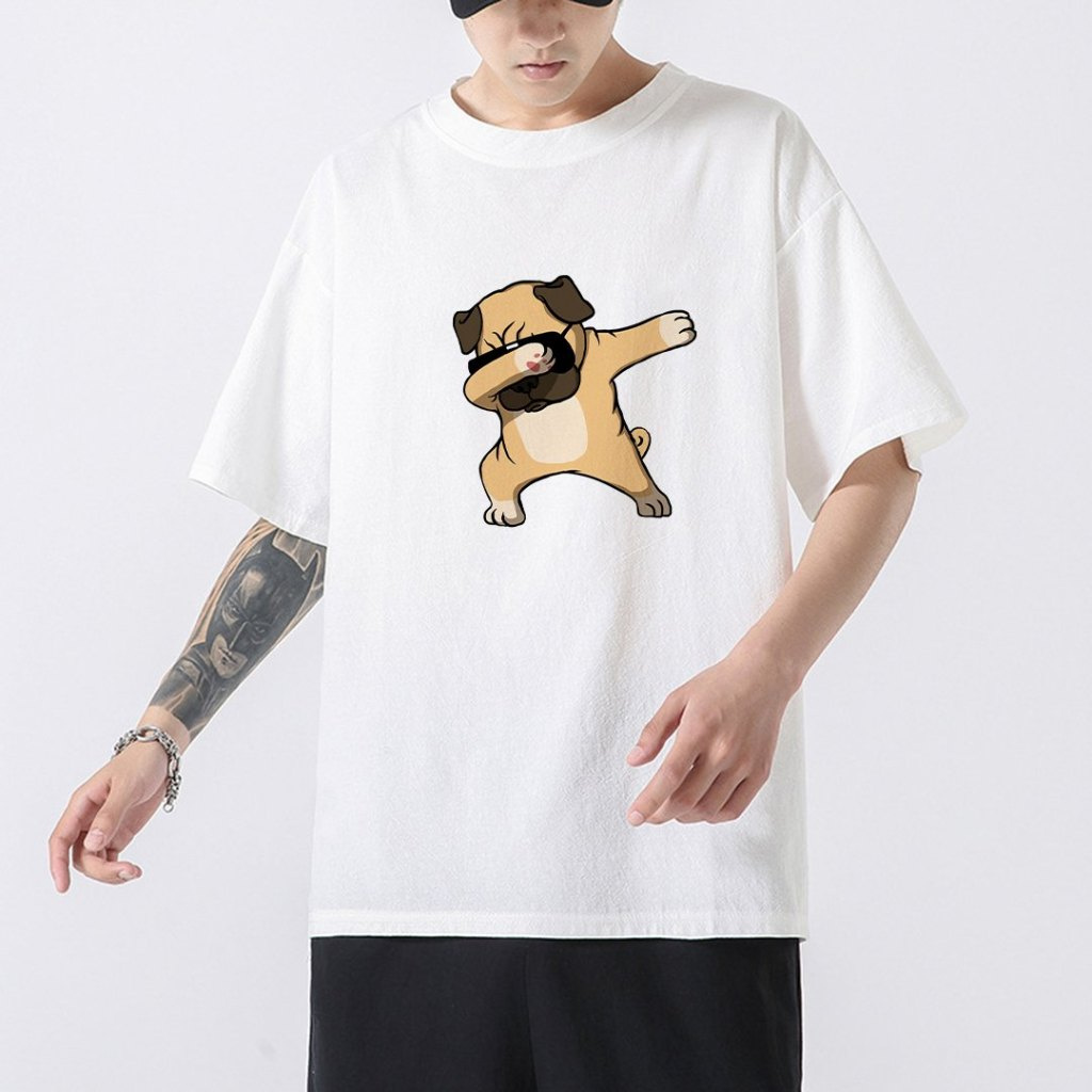 Áo Thun Tay Lỡ In Chó Pug UNISEX