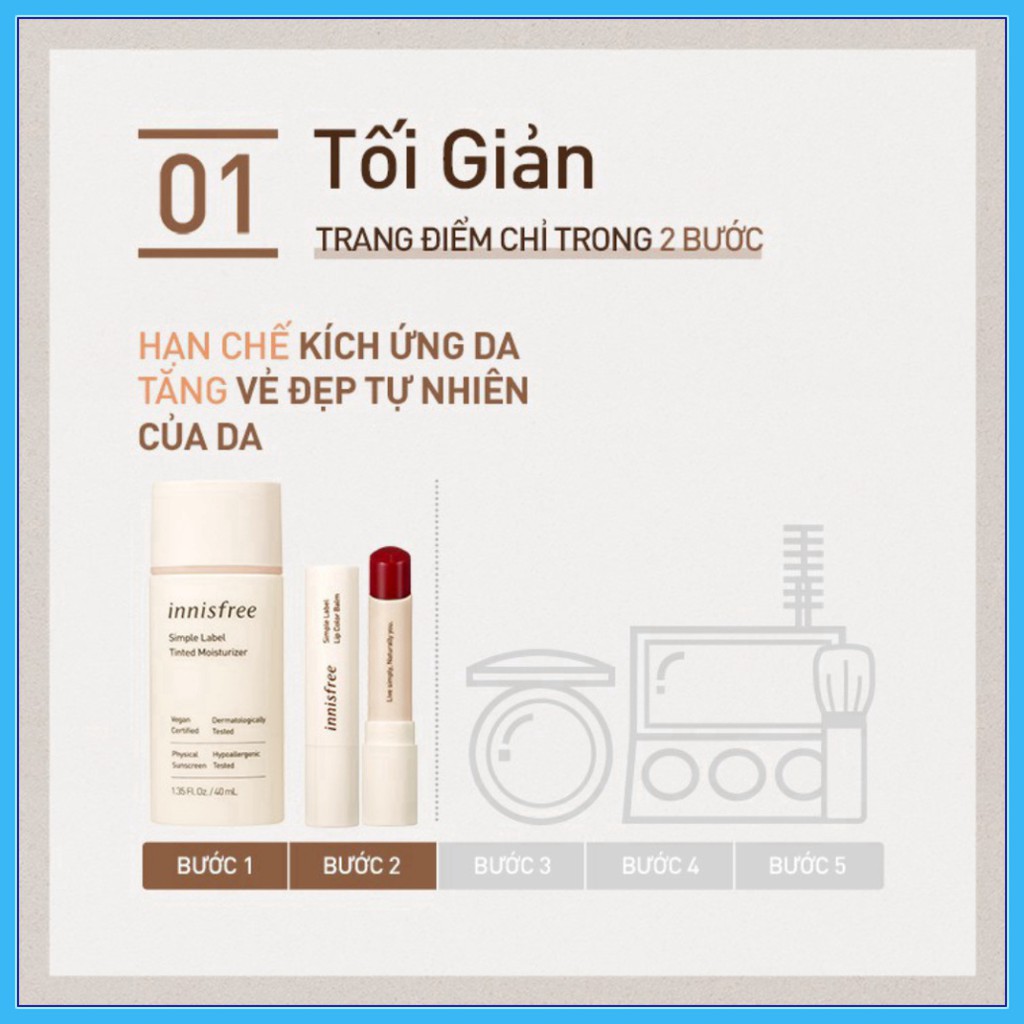 Son dưỡng môi có màu innisfree Simple label Lip Color Balm 3.2g npp Vy Store