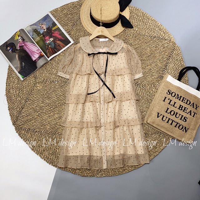 [Mã WAMT1505 giảm 10K đơn 0K] 🌙☃️ Váy chấm bi suông tầng bèo siêu yêu. Size S M | BigBuy360 - bigbuy360.vn