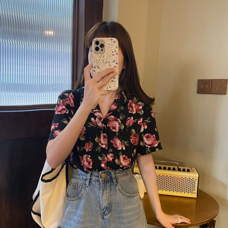 Sơ mi bông đen hồng | 11 HIN