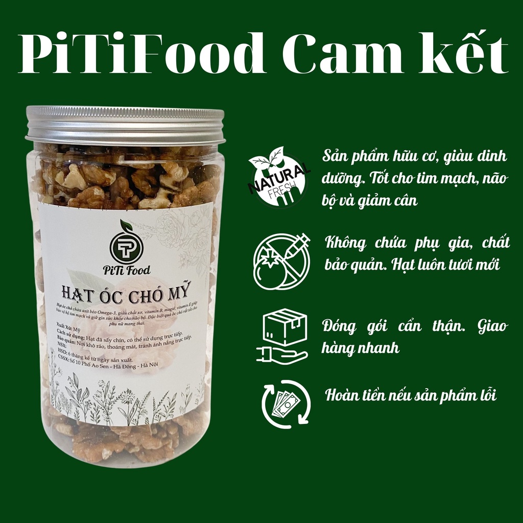 500g Hạt óc chó Mỹ sấy chín đã tách vỏ nguyên vị ngon, giòn, béo PitiFood