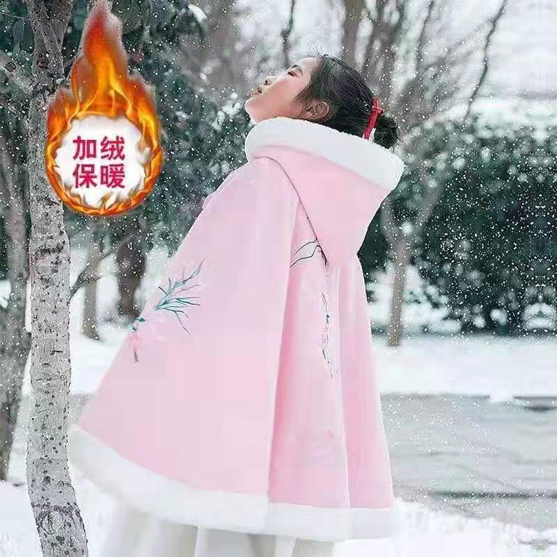 Áo Choàng Vải Lông Dày Ấm Áp Kiểu Hán Phục Năm Mới Thời Trang Mùa Thu Cho Bé Gái | BigBuy360 - bigbuy360.vn