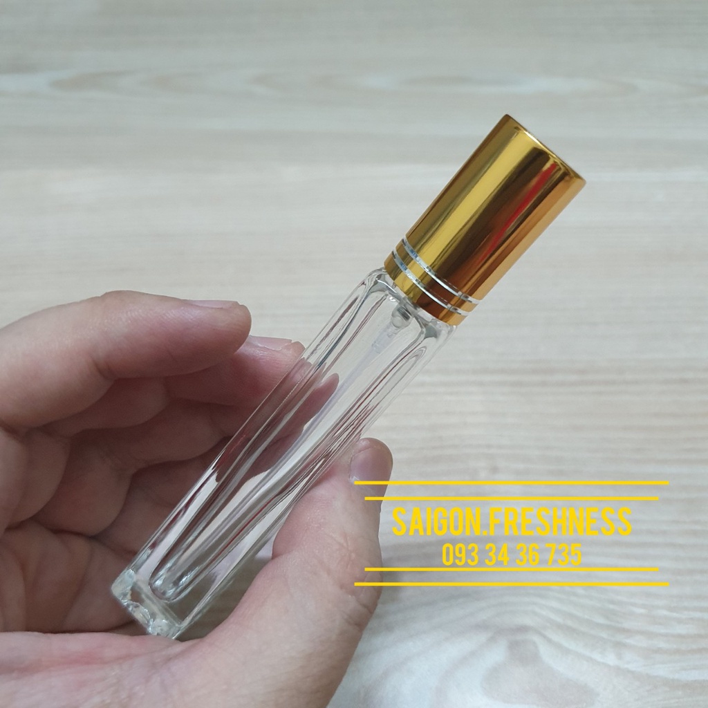 Chai lọ chiết nước hoa 10ml vuông dài, tròn dài, vỏ dày chiết nước hoa sang trọng